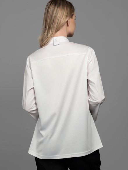 Китель поварской женский с длинным рукавом, двойная отстрочка, спина сетка, цвет белый